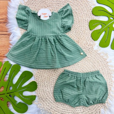 Conj. Batinha Pingente Coração e Short - Verde